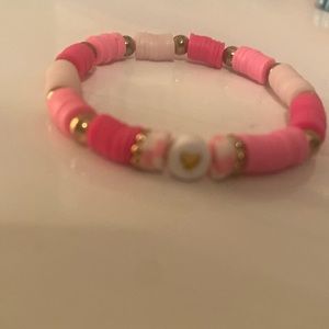 Pink clay bead bracelet